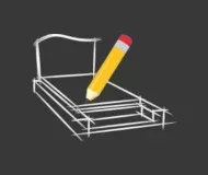 Crayon dessinant un plan de monument funéraire.