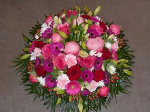 coussin rond rose rouge violet